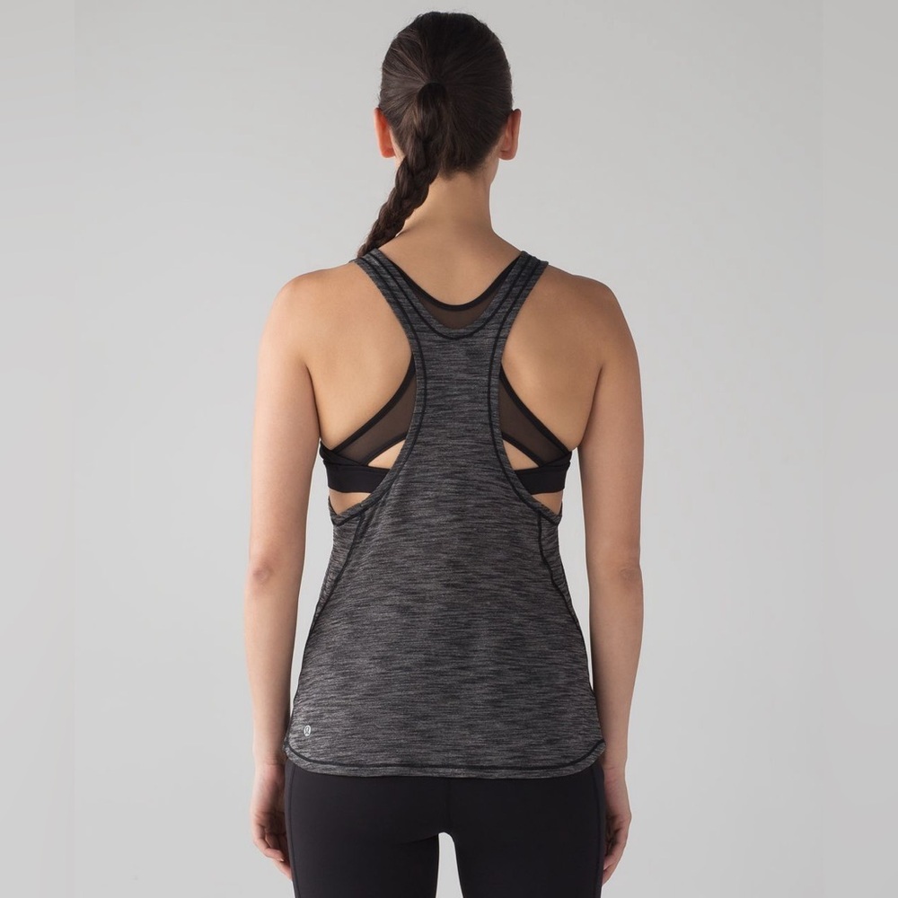 Lululemon Glide and Stride Tank Heathered Black / Black - Size 6 - Picture 2 of 11